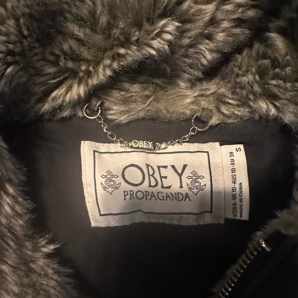OBEY Propaganda Womens Small Y2K Hooded Faux Fur Lined Utility Parka Jacket - Picture 3 of 12